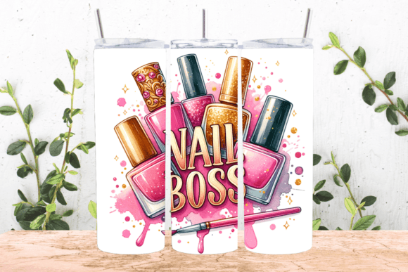 Gold Pink Nail Boss Tumbler Wrap Graphic Crafts By Ozzie Digital Art