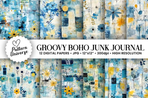 Groovy Boho Mixed Media Junk Journal Graphic Patterns By Pattern Universe