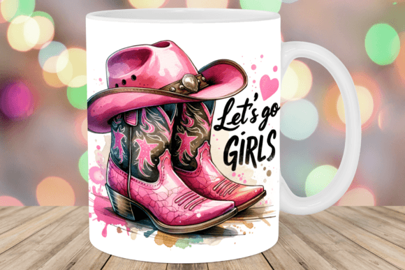 Let's Go Girls Cowgirl Boots Mug Wrap Gráfico Manualidades Por Ozzie Digital Art
