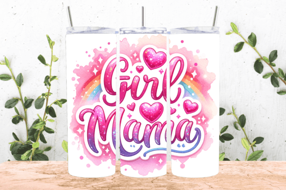 Pink Hearts Girl Mama Tumbler Wrap Gráfico Manualidades Por Ozzie Digital Art