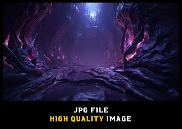 Purple Glowing Cave Fantasy Background Grafika Grafika AI Przez WODEXZ