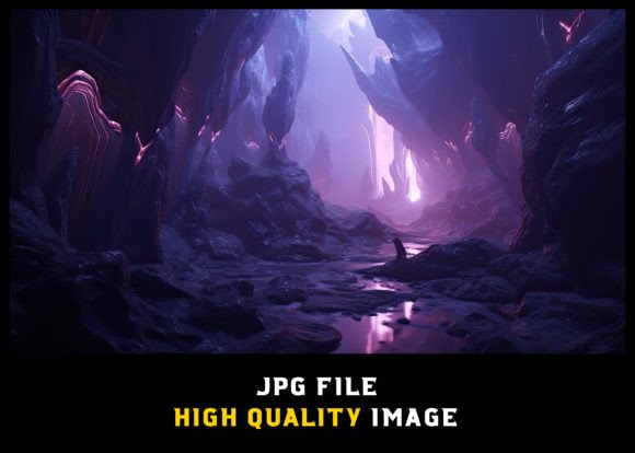 Purple Glowing Cave Fantasy Background Grafika Grafika AI Przez WODEXZ