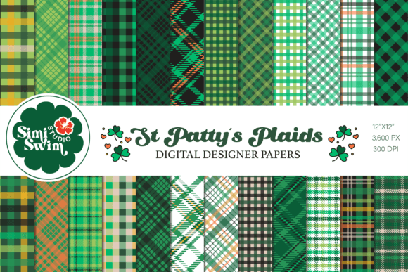 St. Patty's Day Plaid Digital Papers Graphic Patterns By simiswimstudio