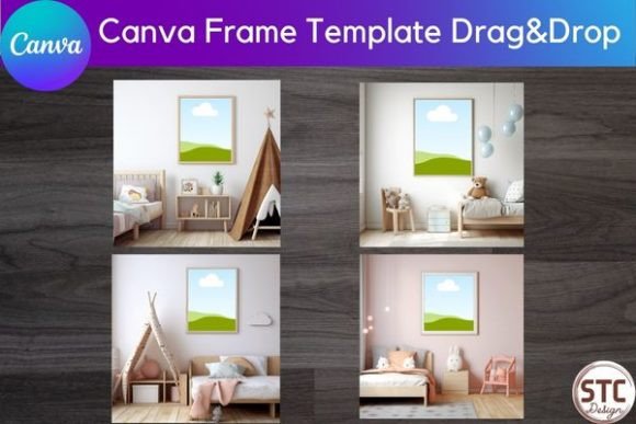 WallArt Kids Bedroom Canva Frame Mockup Graphic Product Mockups By num-STC
