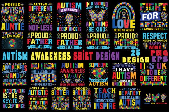 Autism Awareness T- Shirt Design Bundle Graphic T-shirt Designs By CREATIVE_DESIGN
