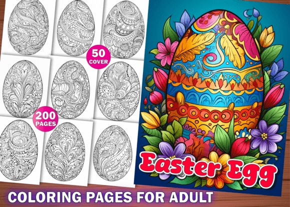 200 Easter Egg Coloring Pages for Adults Illustration Pages et livres de coloriage pour adultes Par KDP PRO DESIGN
