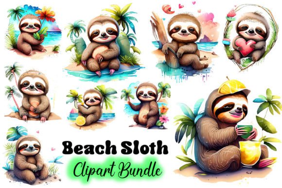 Beach Sloth Graphic Graphic Templates By Vintage