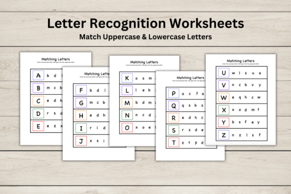 Letter Recognition Worksheets - Matching Illustration PreK Par Discover Learning