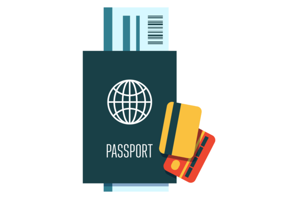 Passport and Flight Tickets. Plane Trip Grafik Druckbare Illustrationen Von onyxproj