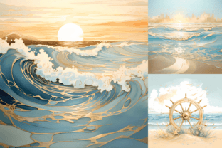 Pastel Blue Beach Digital Papers Grafica Illustrazioni Stampabili Di Color Studio 5