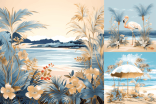 Pastel Blue Beach Digital Papers Grafica Illustrazioni Stampabili Di Color Studio 6