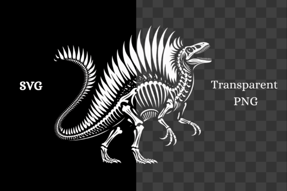 Spinosaurus Dinosaur White Silhouette Gráfico Ilustrações para Impressão Por Lara' s Designs
