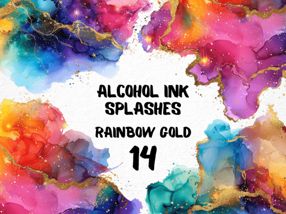 Abstract Rainbow Gold Color Splash PNG Grafika Ilustracje do Druku Przez MokoDE
