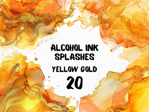 Abstract Yellow Gold Color Splash 20 PNG Graphic Illustrations By MokoDE