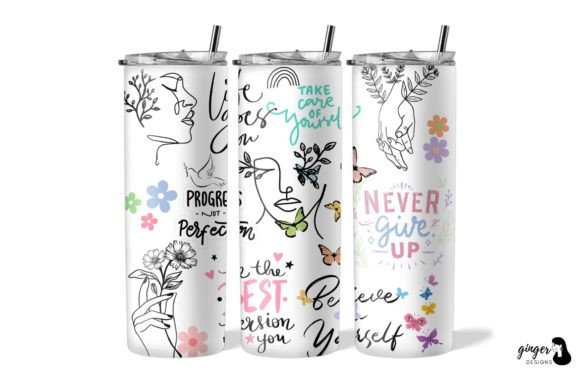 Positive Affirmations 20oz Tumbler Wraps Graphic Print Templates By gingerdesign