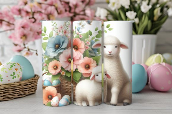 Watercolor Easter Sheep Tumbler Wrap Graphic Crafts By CraftArtStudio