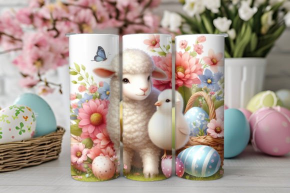 Watercolor Easter Sheep Tumbler Wrap Gráfico Manualidades Por CraftArtStudio