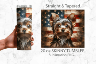 American Flag Yorkie Tumbler Wrap PNG Graphic Crafts By Digital Click Store 3