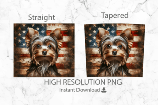 American Flag Yorkie Tumbler Wrap PNG Graphic Crafts By Digital Click Store 4