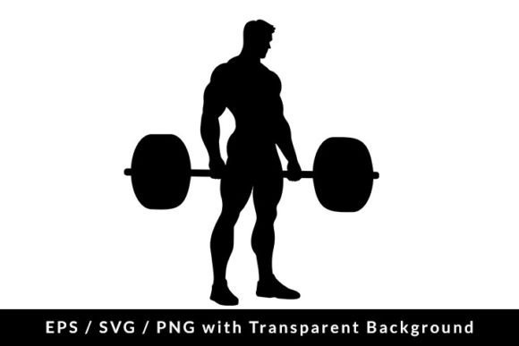 Bodybuilder Lifting a Barbell Silhouette Gráfico Ilustrações para Impressão Por Formatoriginal