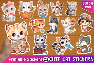 Cute Cat Kawaii Stickers Bundle Graphic Crafts By Danishgraphics 1