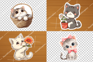 Cute Cat Kawaii Stickers Bundle Graphic Crafts By Danishgraphics 5