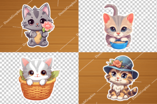 Cute Cat Kawaii Stickers Bundle Graphic Crafts By Danishgraphics 6