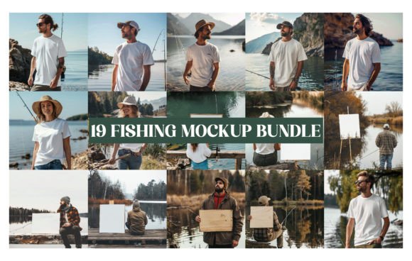 Fishing Mockup Bundle Gráfico Modelos de Produtos com Design Personalizado Por Orange Club