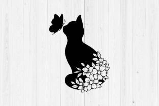 Floral Cat Svg, Flower Svg Grafika Szablony do Druku Przez Tadashop Design 8
