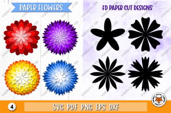 Paper Flowers SVG, Flowers Template SVG Graphic 3D Flowers By Digital Craftyfox
