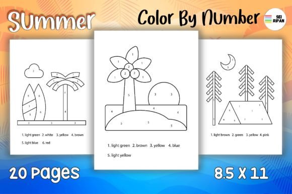 Summer Color by Number Page for Kids 03 Graphic Coloring Pages & Books By Sei Ripan