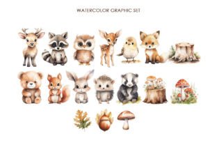 Watercolor Cute Woodland Animals Graphic AI Illustrations By Aquarelle Space 2