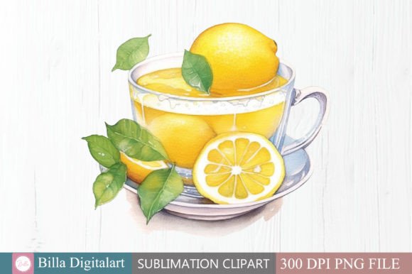 Watercolor Lemon Tea Clipart PNG, Waterc Graphic Illustrations By BillaDigitalart