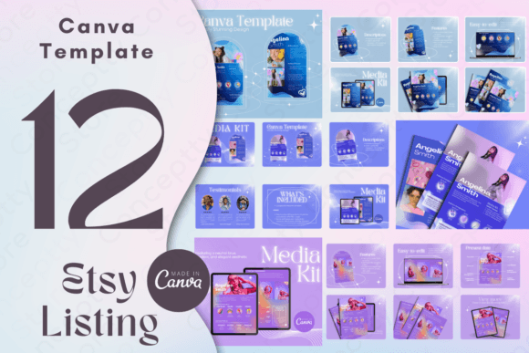12-Page Etsy Listing Canva Template Graphic Product Mockups By Conceptty