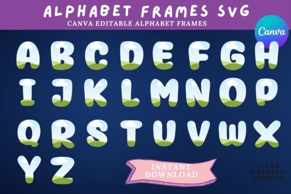 Alphabet Photo Canva Frames Gráfico Plantillas de Impresión Por Paper Clouds Studio