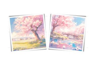 Anime Pink Sakura Backgrounds JPG Graphic Illustrations By ArtfulStudio 6