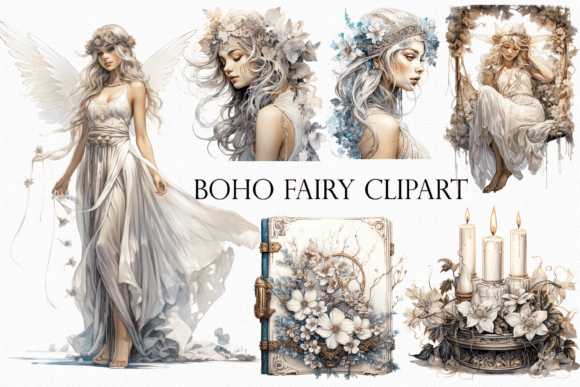 Boho Fairy Clipart, Free-Spirited Fairy Graphic AI Transparent PNGs By Mehtap Aybastı