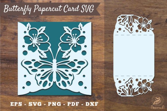 Butterfly Papercut Card Template SVG 1 Gráfico Artesanato Por NightSun