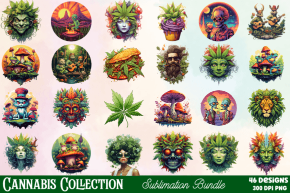 Cannabis Collection Sublimation Clipart Graphic Illustrations By CraftArt