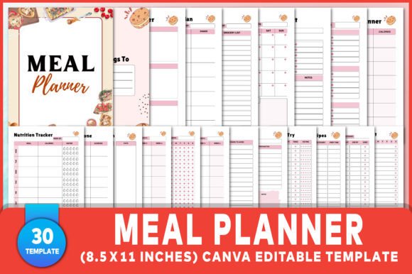Editable Meal Planner Canva Template Graphic KDP Interiors By KDP GRAVITY