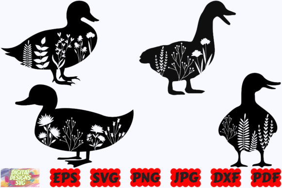 Floral Duck SVG | Floral Animal SVG |PNG Graphic Crafts By DigitalDesignsSVGBundle