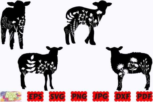 Floral Sheep SVG | Floral Animal SVG Graphic Crafts By DigitalDesignsSVGBundle
