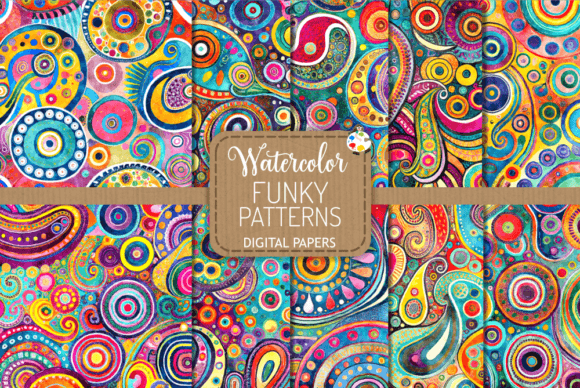 Funky Patterns Set 5 - Watercolor Art Gráfico Patrones de Papel Por Prawny