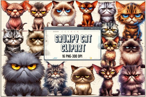 Grumpy Cat Sublimation Clipart Graphic Illustrations By DS.Art
