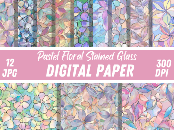 Pastel Floral Stained Glass Pattern Pape Graphic Patterns By Creative River