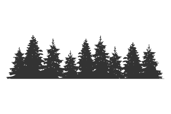 Pines Silhouette. Forest Background Elem Gráfico Ilustraciones Imprimibles Por microvectorone