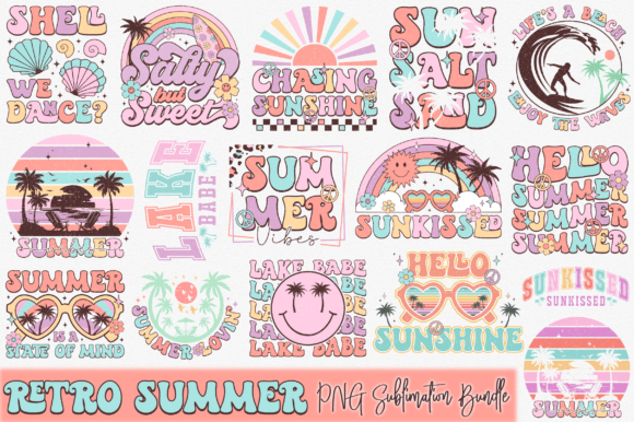 Retro Summer PNG Sublimation Bundle Graphic Crafts By Crafts_Store