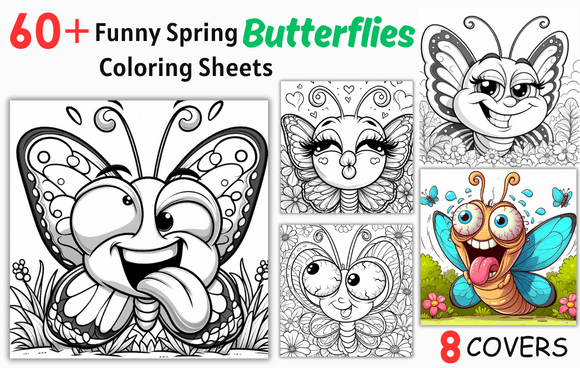 Spring Butterfly Coloring Sheets Illustration Pages et livres de coloriage pour enfants Par Coffee mix
