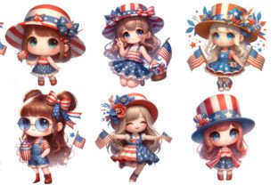 Watercolor 4th of July Girl Clipart Graphic Illustrations By WatercolorArt 2