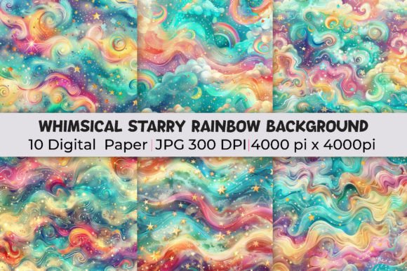 Whimsical Starry Rainbow Background Grafik Hintegründe Von mirazooze